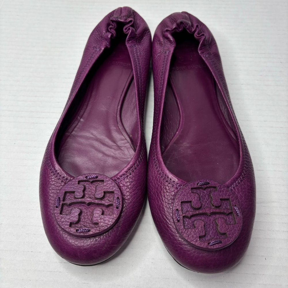 TORY BURCH Purple Leather Reva Ballet Flats Size 6